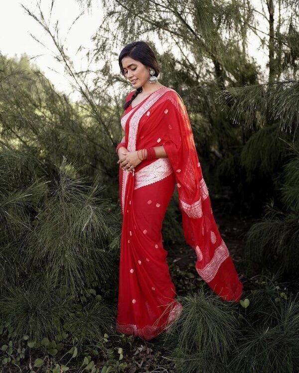 Fancy Wedding Festival Wear Red Saree