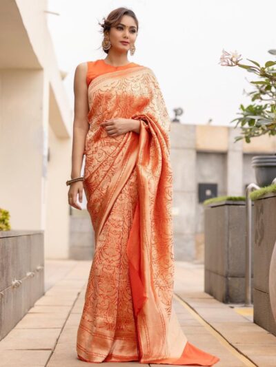 Wedding Kanjivaram Orange Saree