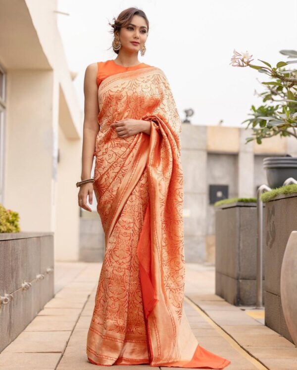 Wedding Kanjivaram Orange Saree