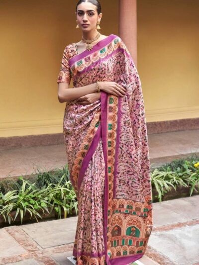 Silk Festival Wear Printed Purple Saree