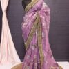 Organza Purple Saree with Lace Border