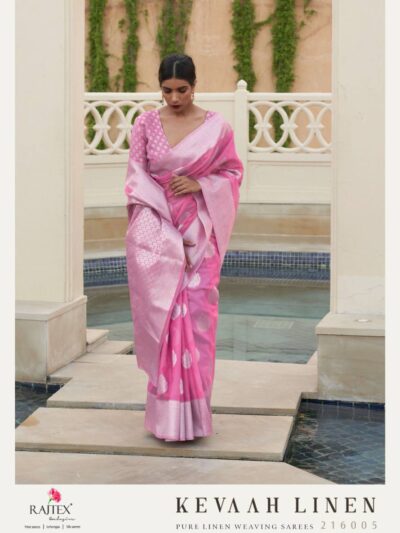 Bollywood Fancy Linen Pink Saree