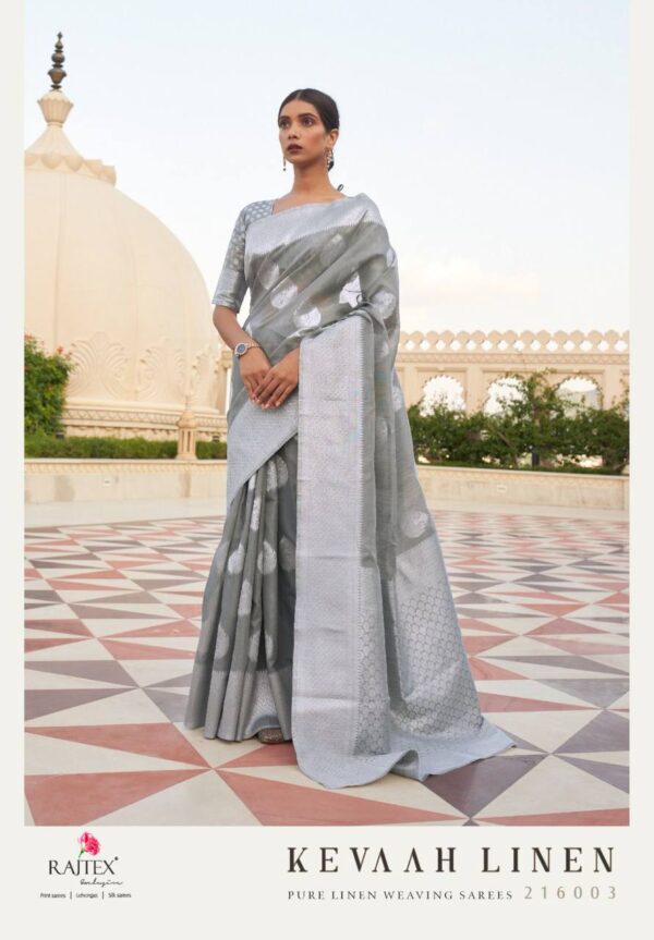 Wedding Party Grey Saree in Linen