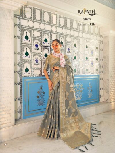 Grey Saree For Party Festival wear