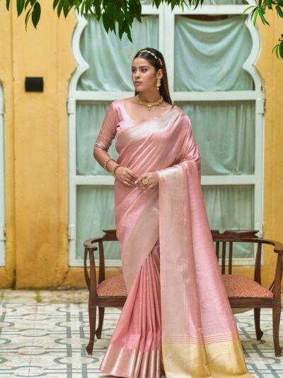 Beautiful Wedding Party Pink Saree