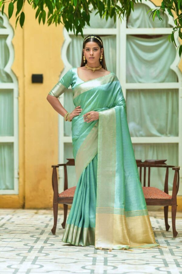 Silk Sky Blue Saree for Stylish Party