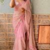 Wedding Party Sequence Work Pink Saree