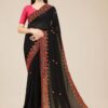 Embroidery Work Border Black Saree