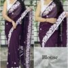 Georgette Purple Saree with work Border