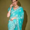 Sky Blue Saree with Traditional Work