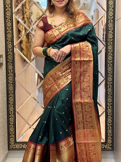 Banarasi Designer Border Green Saree