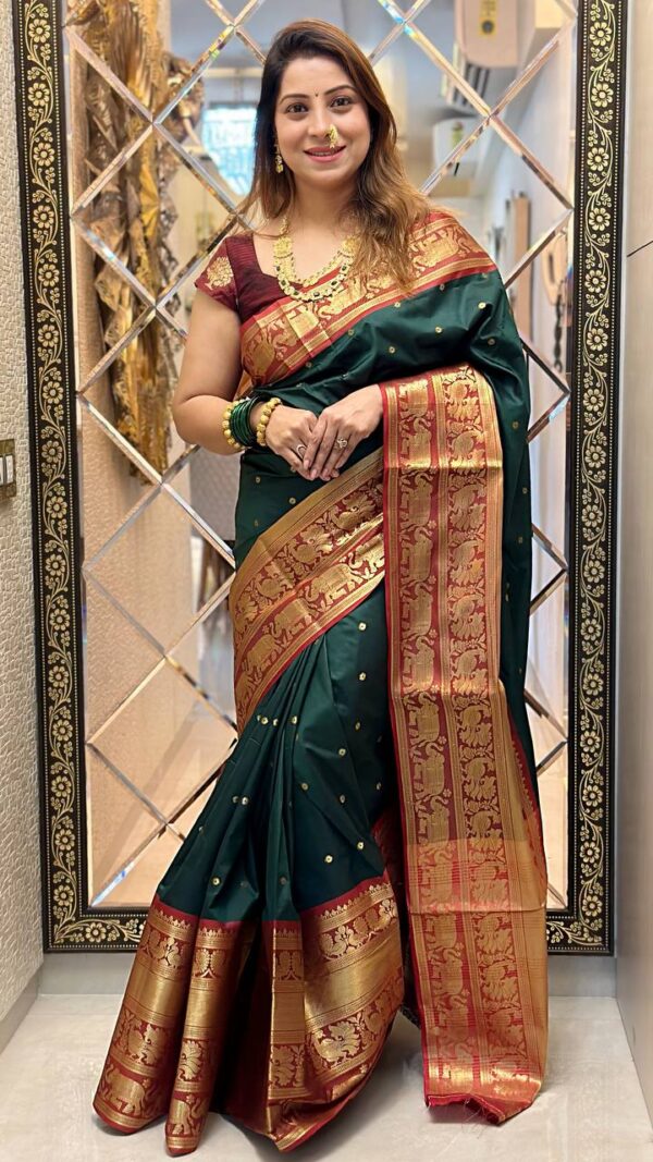 Banarasi Designer Border Green Saree