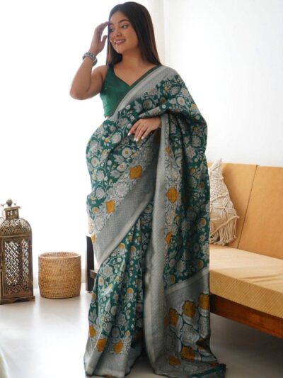 Fancy Women Silk Designer Green Saree