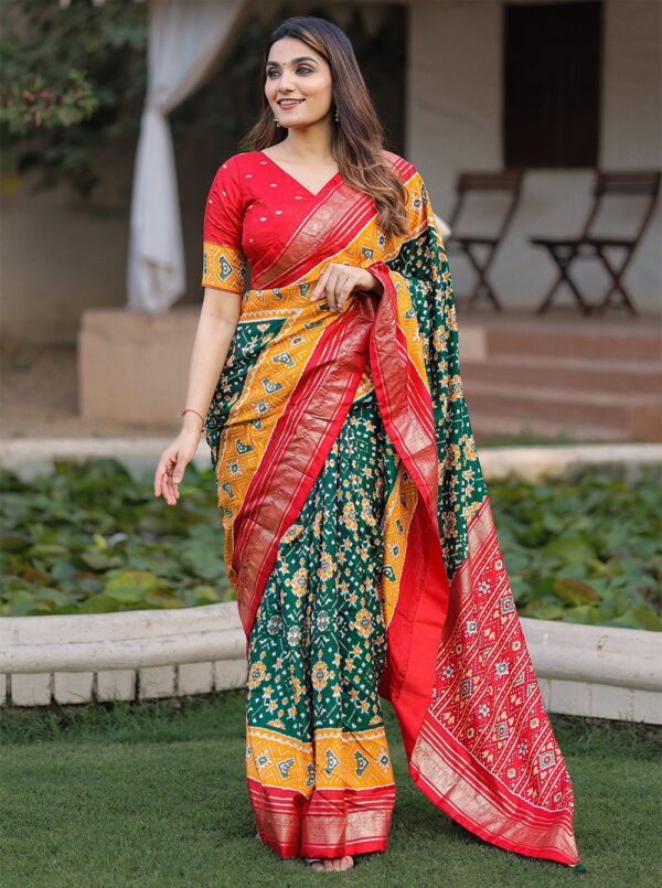 Traditional Patola Silk Green Saree