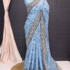 Sky Blue Saree with Work Lace Border