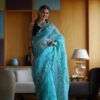 Party wear Organza Sky Blue Saree