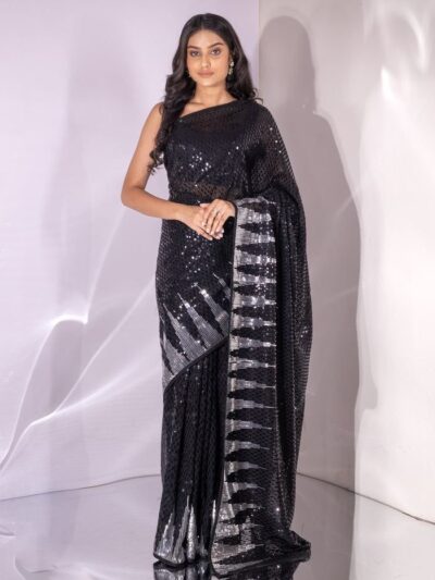 Black Sequence Saree For Party Festival wear Sequence Saree