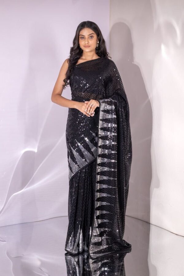 Black Sequence Saree For Party Festival wear Sequence Saree