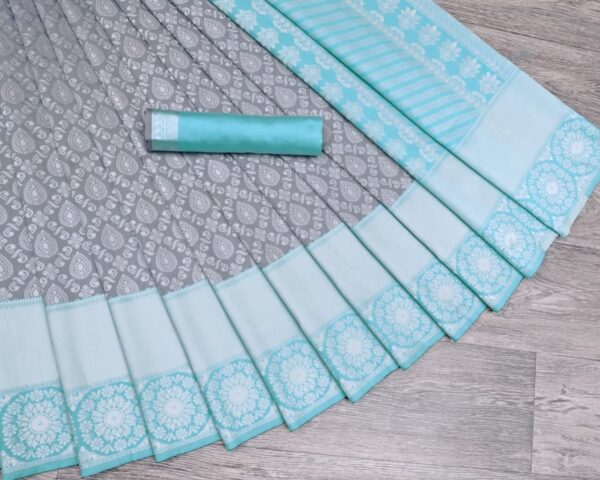Party Wear Stylish Silk Grey Saree