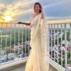 Festival wear White Saree in Organza