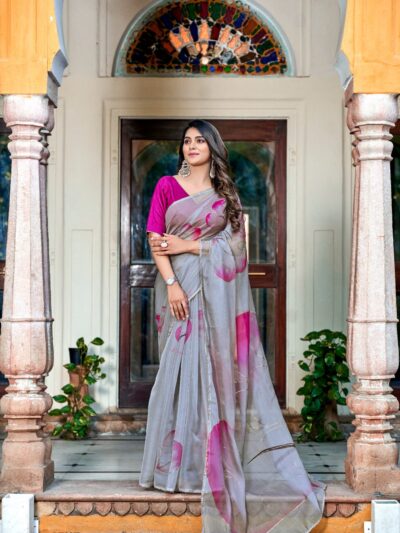 Bollywood Fancy Organza Grey Saree