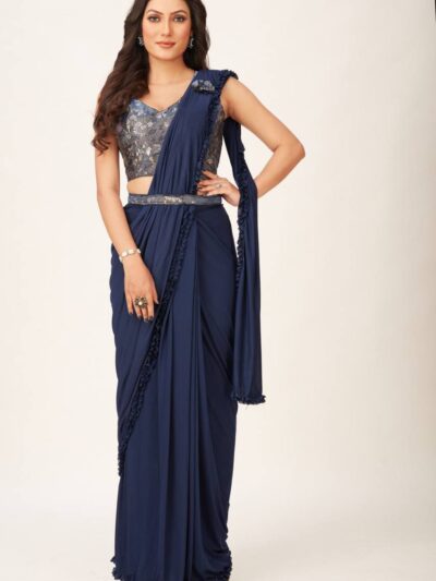 Party Style Ready to wear Blue Saree