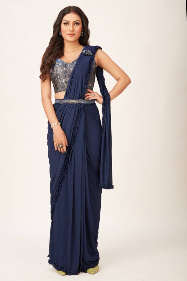 Party Style Ready to wear Blue Saree