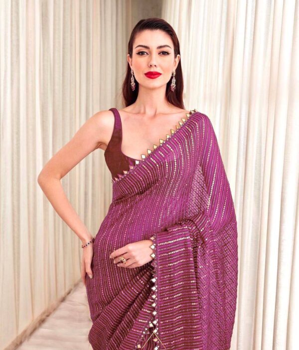 Fancy Festival wear Sequence Purple Saree