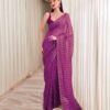 Fancy Festival wear Sequence Purple Saree