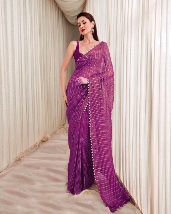 Fancy Festival wear Sequence Purple Saree