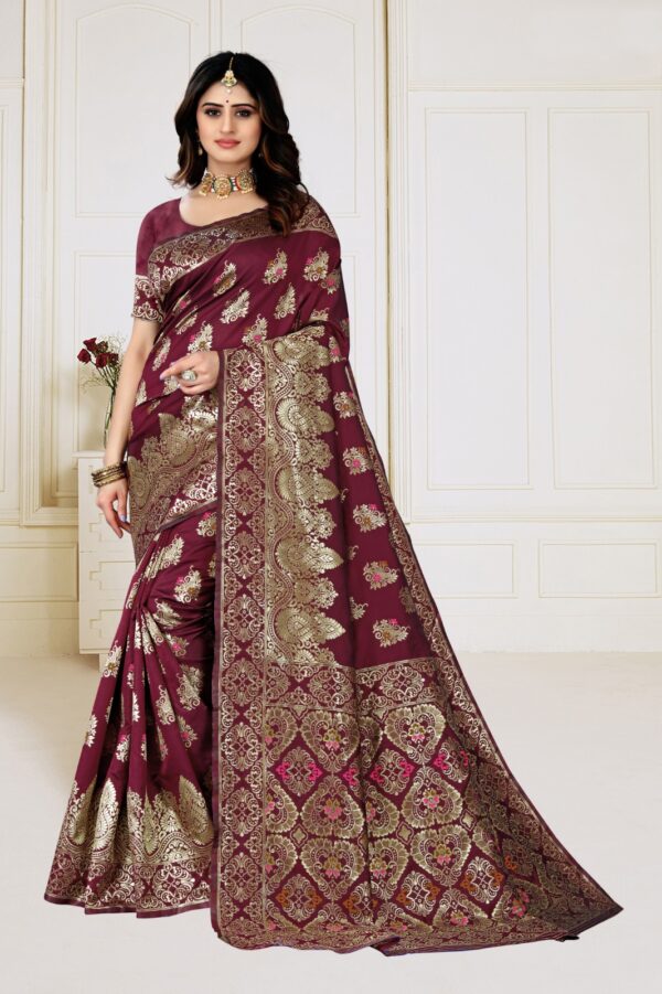 Wedding Saree For Women Maroon Sari