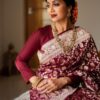 Maroon Banarasi Sarees Online Designer Blouse