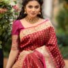 Maroon Dot Printed Saree