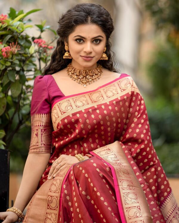 Maroon Dot Printed Saree