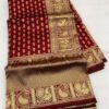 Maroon Lichi Silk Saree