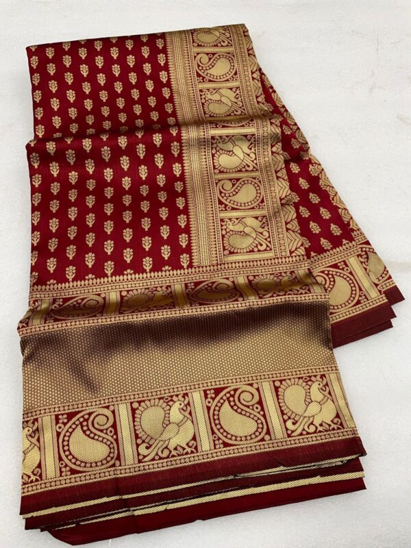 Maroon Lichi Silk Saree