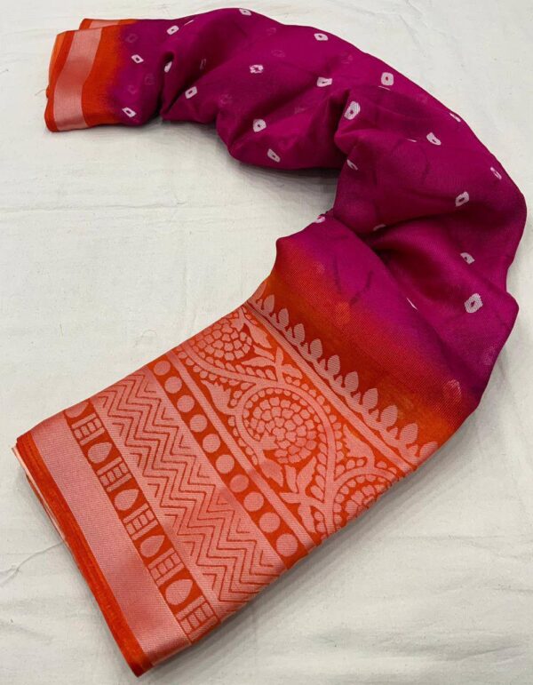 Wedding Silk Pink Saree with Orange Border