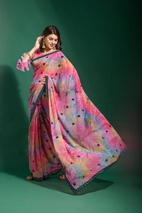 Stylish Festival Wear Chiffon Multi Saree