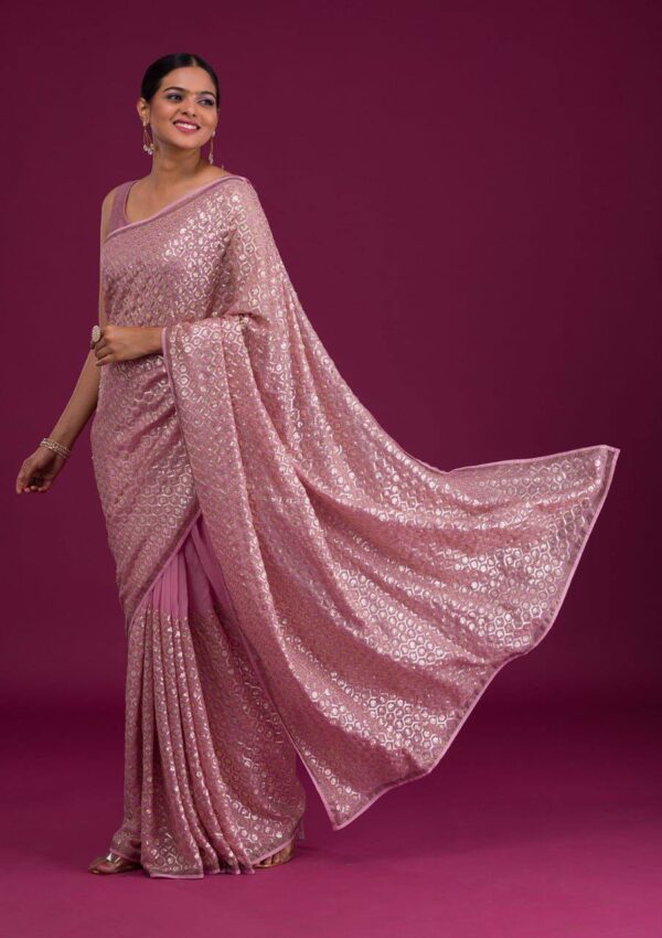 Fancy Bollywood Sequence Pink Saree