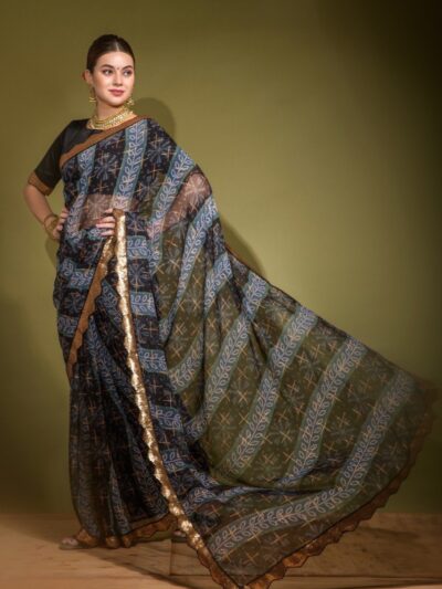 Chiffon Stylish Festival wear Black Saree