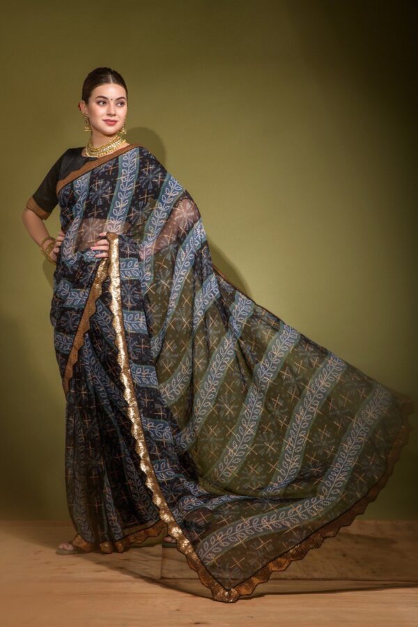 Chiffon Stylish Festival wear Black Saree