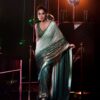 Sequence work Party wear Green Saree