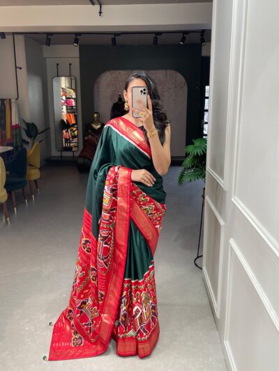 Traditional Patola Silk Border Green Saree