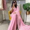Wedding Party Work Border Pink Saree