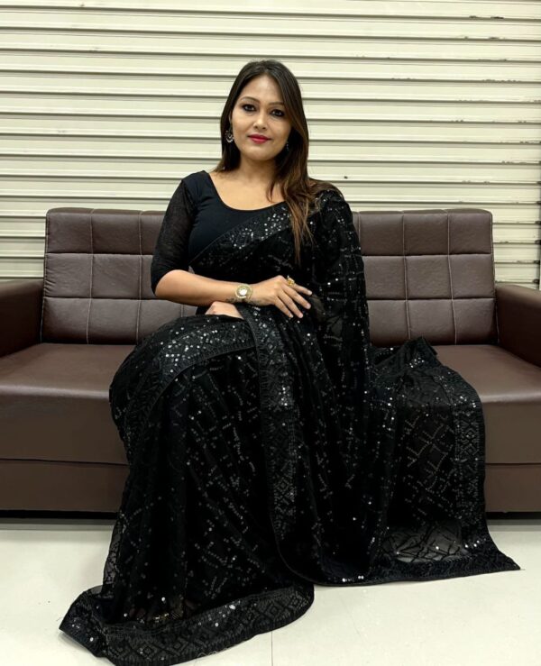 Fancy Black Saree in Sequence Work