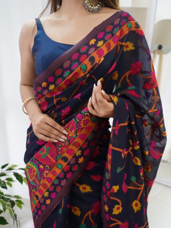 Wedding Silk Border Blue Saree