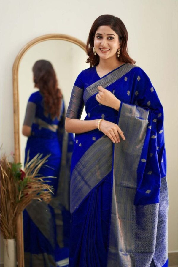 Formal Traditional Banarasi Blue Saree