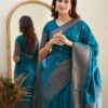 Silk Wedding Banarasi Sky Blue Saree