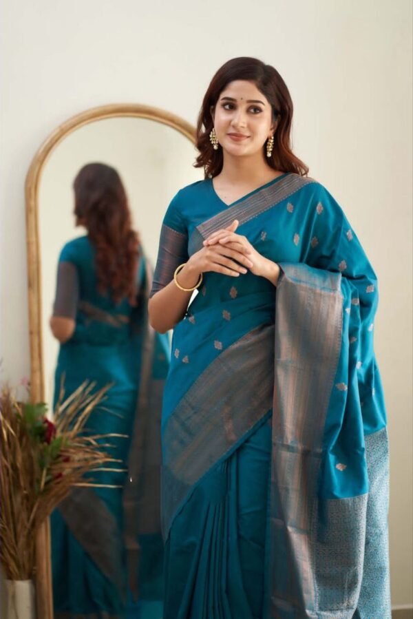 Silk Wedding Banarasi Sky Blue Saree