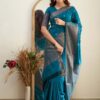 Silk Wedding Banarasi Sky Blue Saree